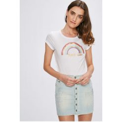 Sublevel - Top. Białe bluzki damskie Sublevel, s, z nadrukiem, z bawełny, z okrągłym kołnierzem. W wyprzedaży za 39,90 zł.