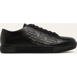 Emporio Armani - Buty skórzane. Czarne sneakersy męskie Emporio Armani, ze skóry, na sznurówki. Za 779,90 zł.