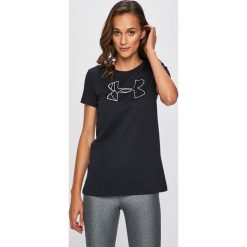 Under Armour - Top. Czarne topy damskie marki Under Armour, s, z nadrukiem, z bawełny, z okrągłym kołnierzem. Za 79,90 zł.