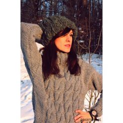 Czapka beanie zieleń hand made z wełną merynos. Niebieskie czapki zimowe damskie marki WED'ZE, z materiału. Za 105,00 zł.