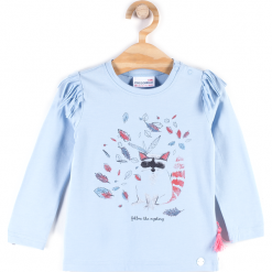 Koszulka. Niebieskie bluzki dziewczęce bawełniane FOREST HEART, z aplikacjami, z długim rękawem. Za 29,90 zł.