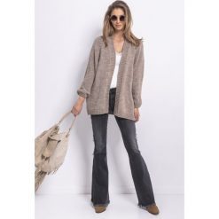 Kardigan oversize z wełną mocca. Swetry damskie e-margeritka.pl, s, bez wzorów, z wełny. Za 139,99 zł.