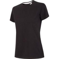 T-shirt damski TSD293 - głęboka czerń. Czarne t-shirty damskie marki 4f, bez wzorów, bez kołnierzyka. Za 59,99 zł.