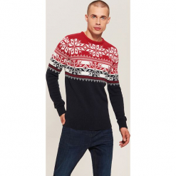 Sweter z zimowym motywem - Czerwony. Czerwone swetry klasyczne męskie marki House, l. Za 99,99 zł.