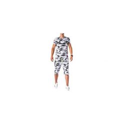 KOMPLET MĘSKI KOSZULKA + SPODENKI Z16 - BIAŁY. Białe spodenki i szorty męskie marki Ombre Clothing, s, z bawełny. Za 109,00 zł.