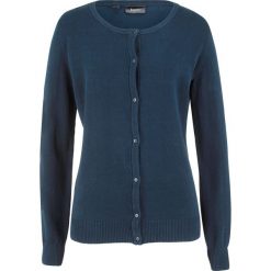 Sweter rozpinany bonprix ciemnoniebieski. Niebieskie swetry damskie bonprix, bez wzorów, bez rękawów, bez kaptura. Za 54,99 zł.