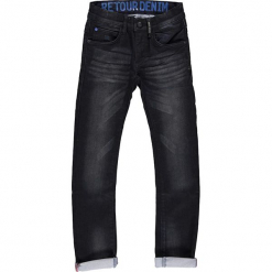 Dżinsy - Slim fit - w kolorze granatowym. Niebieskie spodnie chłopięce marki Retour Denim de Luxe, z aplikacjami, ze skóry. W wyprzedaży za 129,95 zł.