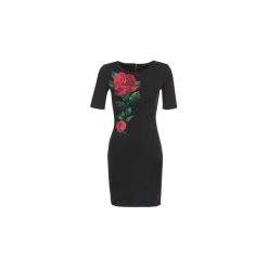 Sukienki krótkie Desigual HELGA. Czarne sukienki damskie Desigual, s, bez wzorów, bez kołnierzyka, z krótkim rękawem, krótkie, mini. Za 279,20 zł.