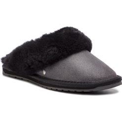 Kapcie EMU AUSTRALIA - Jolie Metallic W11485 Black/Noir. Szare klapki damskie EMU Australia, bez wzorów, ze skóry, bez obcasa. W wyprzedaży za 239,00 zł.