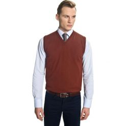 Sweter veneto w serek ceglasty. Czerwone swetry męskie Recman, na zimę, m, bez wzorów, eleganckie, z dekoltem w serek, bez kaptura. Za 109,00 zł.