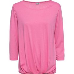 Shirt z rękawami 3/4 bonprix różowy. Różowe koszulki damskie bonprix, bez wzorów, z okrągłym kołnierzem, z krótkim rękawem. Za 54,99 zł.
