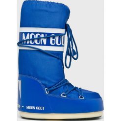 Moon Boot - Śniegowce. Niebieskie śniegowce damskie marki Moon Boot, z materiału, na sznurówki. W wyprzedaży za 319,90 zł.