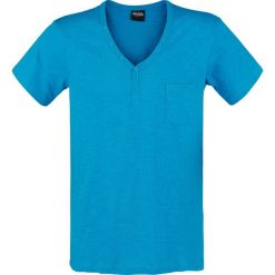 T-shirty męskie: Urban Classics Slub Y-Neck Henley T-Shirt turkusowy
