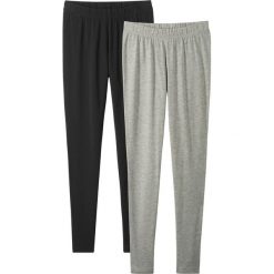 Legginsy (2 pary) bonprix jasnoszary melanż + czarny. Szare spodnie dziewczęce bonprix, bez wzorów. Za 49,98 zł.