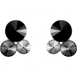 Kolczyki w kolorze srebrnym z Swarovski. Czarne kolczyki damskie marki Biżuteria z kryształkami Swarovski, z kryształem, srebrne. W wyprzedaży za 54,95 zł.