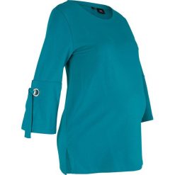 Bluza ciążowa bonprix morski turkusowy. Niebieskie bluzy damskie marki bonprix, w paski, bez rękawów, bez kaptura. Za 79,99 zł.