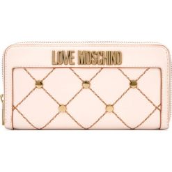 Love Moschino Portfel Różowy. Różowe portfele damskie Love Moschino, bez wzorów, z materiału. Za 447,95 zł.