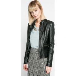 Trussardi Jeans - Kurtka skórzana. Szare kurtki damskie jeansowe marki Trussardi Jeans, s. W wyprzedaży za 1199,00 zł.