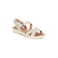 Sandały Geox D SANDAL VEGA. Białe sandały damskie Geox, bez wzorów, bez obcasa, bez zapięcia. Za 311,20 zł.