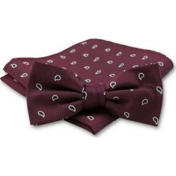 Elegancka Mucha Męska - Alties - Bordowa, wzór Paisley MUALTS0136. Czerwone muszki męskie Alties, na imprezę, w paski, eleganckie. Za 39,00 zł.