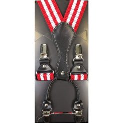 Czerwone szelki męskie z białymi paskami SZ41. Czerwone szelki męskie . Za 43,20 zł.
