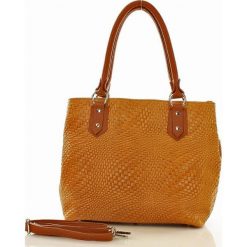 Shopper bag damskie: Torebka skórzana shopper bag Gabriella – koniak