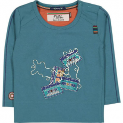 Koszulka "Tape Deck" w kolorze niebieskim. Niebieskie t-shirty chłopięce z długim rękawem marki 4FunkyFlavours Kids, z haftami. W wyprzedaży za 72,95 zł.