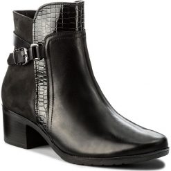 Botki CAPRICE - 9-25316-29 Black Comb 019. Czarne botki damskie na obcasie marki Caprice, z materiału. W wyprzedaży za 249,00 zł.