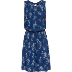 Sukienka z nadrukiem bonprix kobaltowy z nadrukiem. Niebieskie sukienki damskie bonprix, w paski, eleganckie, bez kołnierzyka, bez rękawów. Za 49,99 zł.