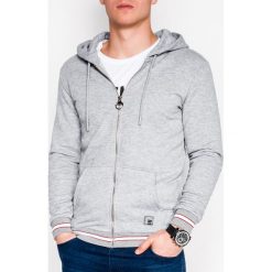 Bluza męska rozpinana z kapturem B912 - szara. Szare bluzy męskie Ombre Clothing, s, bez wzorów, z bawełny, z kapturem, bez rękawów, z kapturem. Za 49,00 zł.
