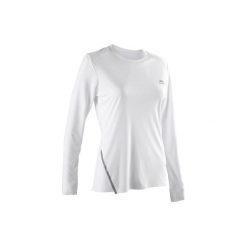 Koszulka do biegania długi rękaw RUN SUN PROTECT damska. Białe t-shirty damskie marki KALENJI, s, z poliesteru. Za 29,99 zł.