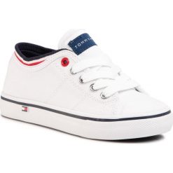 Tenisówki TOMMY HILFIGER - Low Cut Lace-Up Sneaker T3B4-30694-0034 M White 100. Białe trampki chłopięce TOMMY HILFIGER, bez wzorów, z gumy, na sznurówki. Za 209,00 zł.