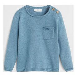 Mango Kids - Sweter dziecięcy Nido 62 - 74 cm. Różowe swetry dziewczęce Mango Kids, bez wzorów, z bawełny, z okrągłym kołnierzem, z krótkim rękawem, krótkie, bez kaptura. Za 59,90 zł.