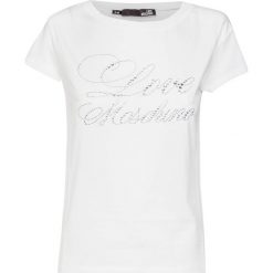T-shirt LOVE MOSCHINO. Białe bluzki damskie Love Moschino, bez wzorów, z bawełny, z okrągłym kołnierzem. W wyprzedaży za 358,00 zł.