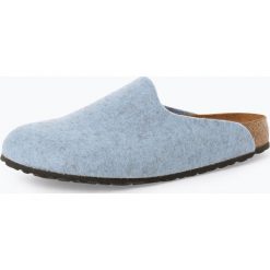 Birkenstock - Kapcie damskie z dodatkiem skóry – Amsterdam BS, niebieski. Niebieskie kapcie damskie marki Birkenstock, ze skóry. Za 179,95 zł.