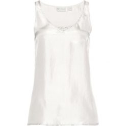 Top z jedwabiu bonprix biel wełny. Białe topy damskie bonprix, z koronki. Za 129,99 zł.