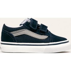 Vans - Tenisówki dziecięce. Niebieskie trampki chłopięce Vans, bez wzorów, ze skóry, z okrągłym noskiem, bez zapięcia. Za 169,90 zł.