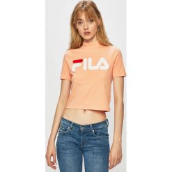 Fila - Top. Pomarańczowe bluzki damskie Fila, s, z nadrukiem, z elastanu, z golfem. Za 179,90 zł.