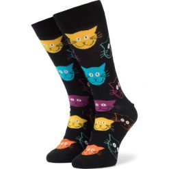 Skarpety Wysokie Unisex HAPPY SOCKS - MJA01-9001 Czarny. Czarne skarpetki damskie Happy Socks, bez wzorów, z elastanu. Za 39,90 zł.