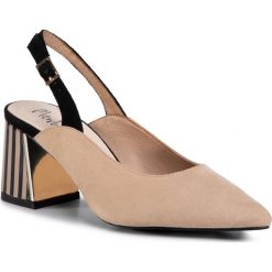 Sandały MENBUR - 21775 Beige 0044. Brązowe klapki damskie Menbur, bez wzorów, ze skóry, bez obcasa, na obcasie. Za 319,00 zł.