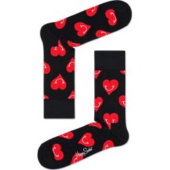 Happy Socks - Skarpetki Smiley Heart. Czarne skarpetki damskie marki Happy Socks, bez wzorów, z elastanu. Za 39,90 zł.