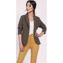 Khaki Klasyczny Żakiet Zapinany na Jeden Guzik. Brązowe marynarki damskie Lanti, s, bez wzorów, z poliesteru. Za 155,90 zł.