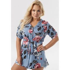 Niebieska Tunika Kahliphia. Niebieskie tuniki damskie Born2be, xl, bez wzorów, bez kołnierzyka, bez rękawów. W wyprzedaży za 49,99 zł.