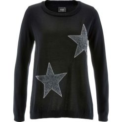 Sweter z długim rękawem bonprix czarny. Czarne swetry klasyczne damskie bonprix. Za 89,99 zł.