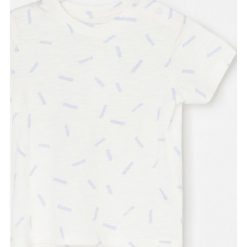 Bawełniany t-shirt ze wzorem - Kremowy. Białe t-shirty damskie Reserved, m, bez wzorów, z bawełny, bez kołnierzyka. W wyprzedaży za 14,99 zł.