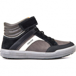 Sneakersy "Arzach" w kolorze szaro-czarnym. Czarne trampki chłopięce marki geox kids, z gumy. W wyprzedaży za 142,95 zł.