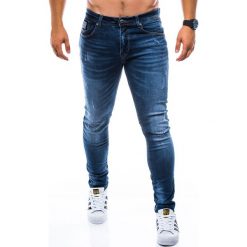 Spodnie męskie jeansowe P753 - granatowe. Niebieskie spodnie męskie Ombre Clothing, m, bez wzorów, z bawełny. Za 59,00 zł.