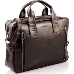 Torba męska na ramię na lapotop casual BRODRENE B02 ciemnobrązowa - c. brązowy. Pomarańczowe torby męskie skórzane Brødrene, eleganckie. Za 189,99 zł.