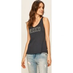 Roxy - Top. Niebieskie bluzki damskie Roxy, s, z nadrukiem, z bawełny, casualowe, z okrągłym kołnierzem, bez rękawów. Za 79,90 zł.