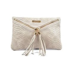 Torebki klasyczne damskie: Skórzana torebka w kolorze beżowym – (S)29 x (W)19 cm